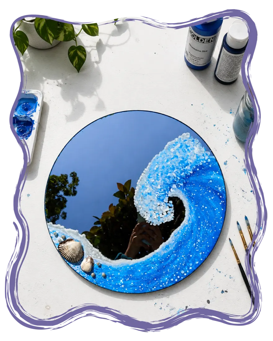 A child's hand-painted mirror